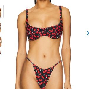 Good American Black and Red Cherry Bikini